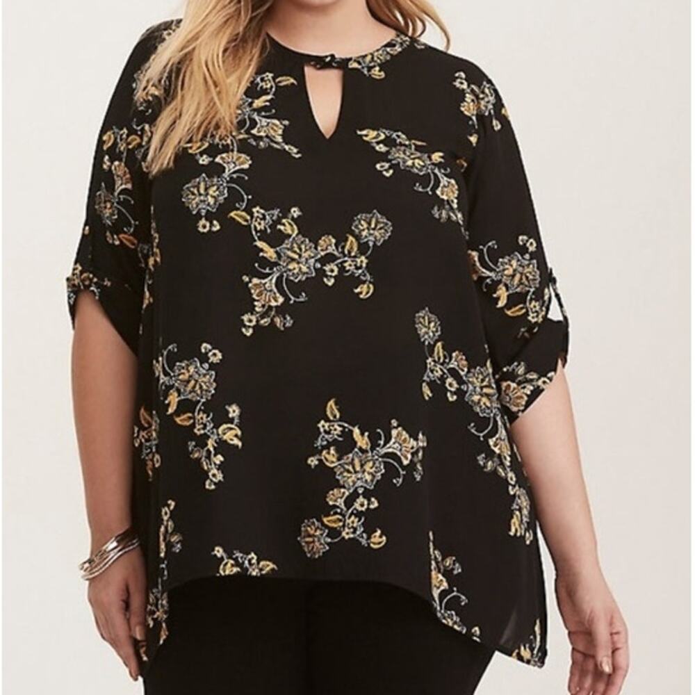 Torrid Womens Floral Georgette Top Size 1X Dark Romantic Date Night Going Out